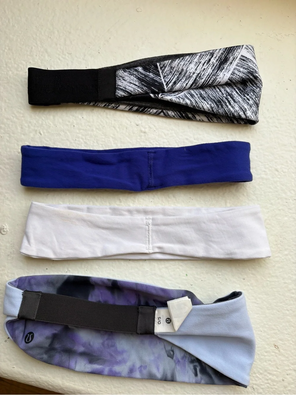 lululemon athletica Headbands Set - Black/White Marled, Blue, White, Light Blue